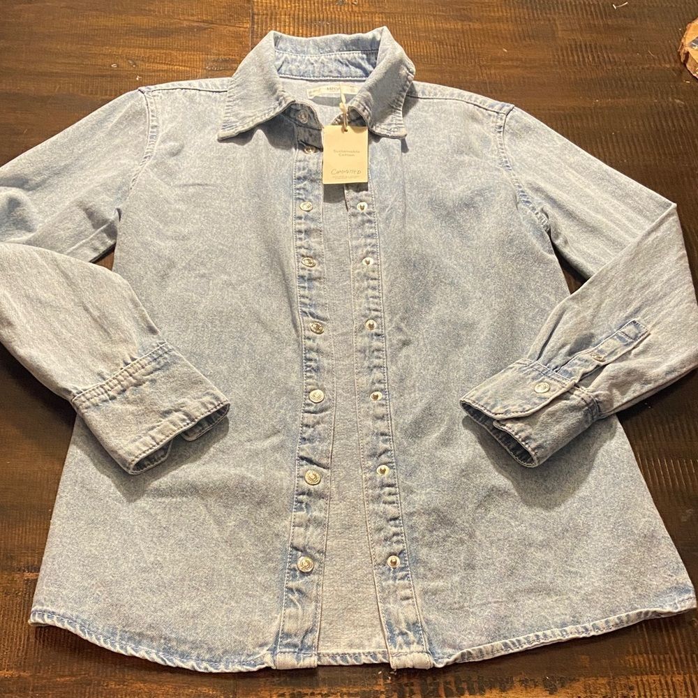 Mango Denim Light Blue Shirt MNG Large